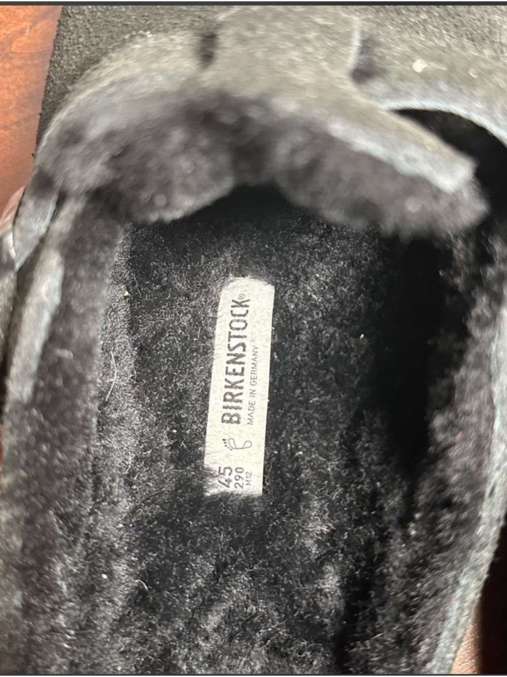 Birkenstock men’s Black Suede Shearling Boston Clog Mules size 12 - Picture 5 of 6